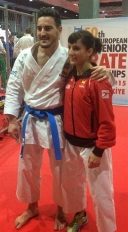 Los karatecas españoles Damián Quintero y Sandra Sánchez 