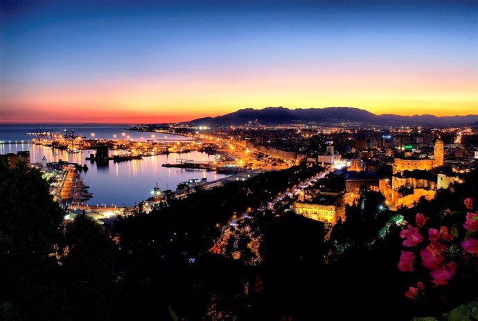 Turismo, ciudad, Málaga, capital, Costa del Sol, noche