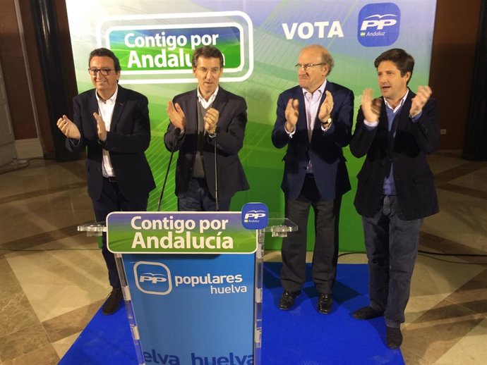 Alberto Núñez Feijóo, en un mitin en Huelva. 