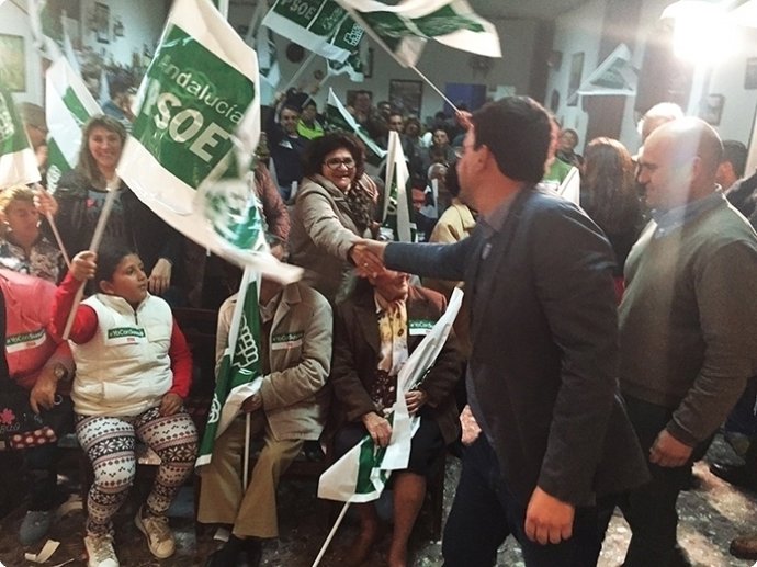 Mario Jiménez, en el cierre de campaña en Cartaya