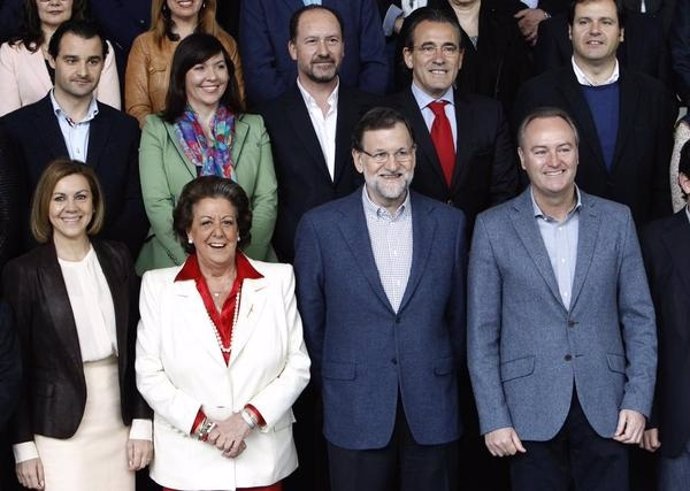 Cospedal, Barberá, Rajoy y Fabra en el acto del PP en Valencia