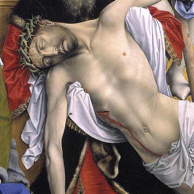 Detalle de El descendimiento de Van Der Weyden en el Museo del Prado