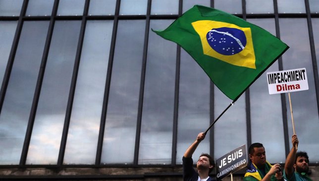 Demonstrators march in a protest against Brazil's President Dilma Rousseff at Pa