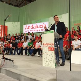 Pedro Sánchez, en su primer acto de la campaña andaluza