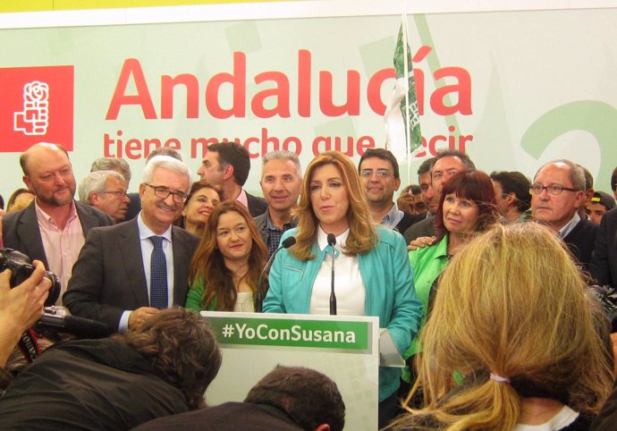 Susana Díaz comparece ante los medios tras ganar las elecciones