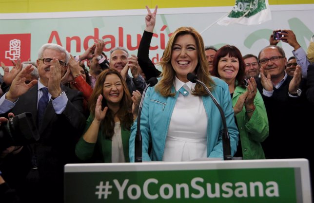Susana Díaz tras ganar las elecciones en Andalucía