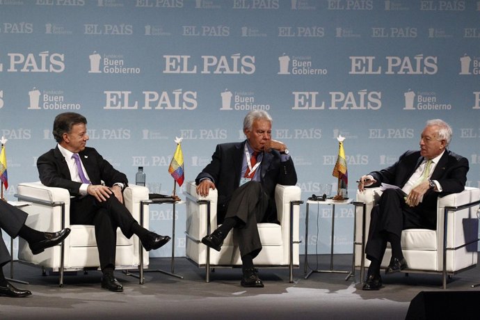 Juan Manuel Santos, Felipe González y José Manuel García Margallo