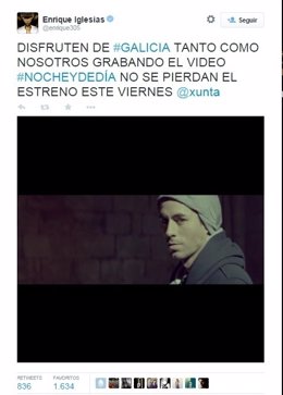 Tuit de Enrique Iglesias sobre la polémica por su vídeo 'Noche y de día'