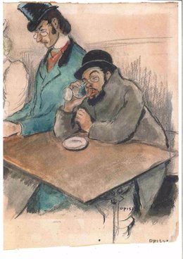 Ilustracion del artista Ricardo Opisso, 'Toulouse-Lautrec y su primo, el Dr. Gab