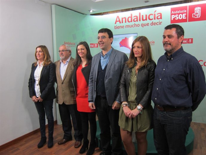Los seis parlamentarios del PSOE de Huelva. 