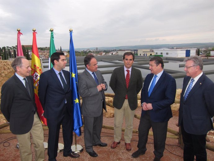 Inauguración del nuevo deposito de agua con Antonio Sanz y José Antonio Nieto