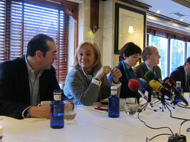 Mercedes Fernández, presidenta del PP asturiano, en un desayuno informativo