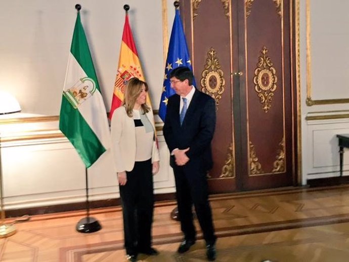 Susana Díaz y Juan Marín antes de su reunión en San Telmo