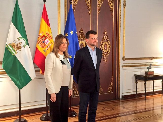 Susana Díaz y Antonio Maíllo antes de su reunión en San Telmo