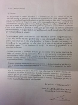 Carta recibida por Alberto Garzón 