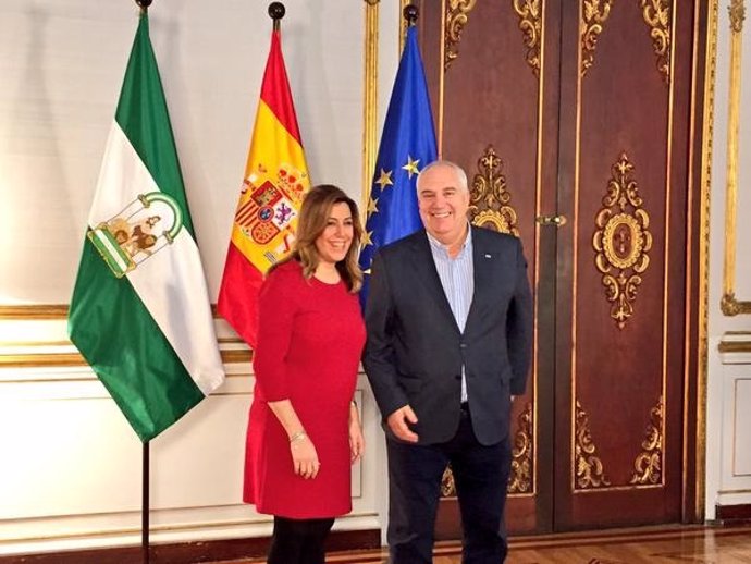 Susana Díaz y Francisco Carbonero (CCOO) reunidos en San Telmo