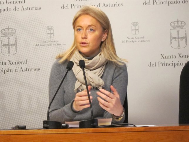 Cristina Coto en rueda de prensa en la Junta General.