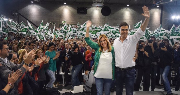 Susana Díaz y Pedro Sánchez, en el cierre de campaña