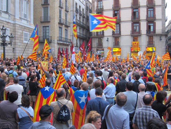 'Estelades' En La Concentración A Favor De Artur Mas Y La Independencia