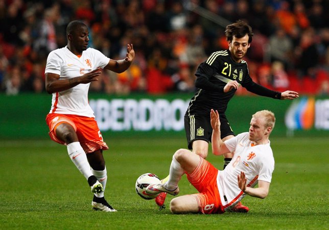 Silva en el amistoso entre España y Holanda 