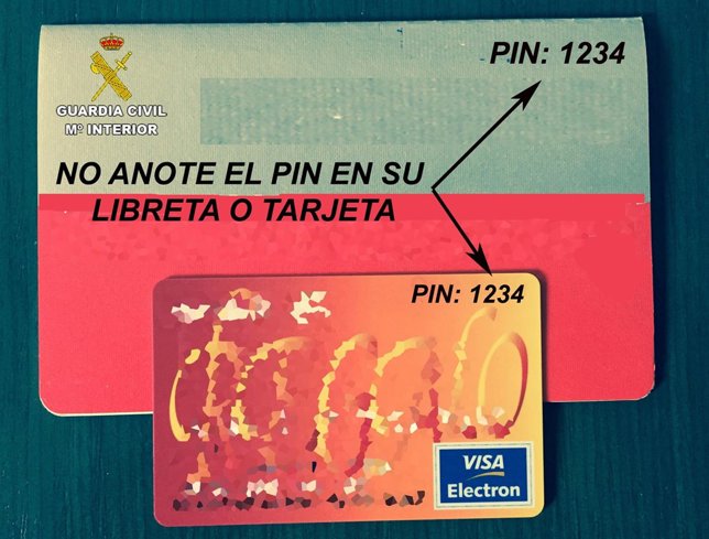 Guardia Civil aconseja no anotar el pin de la libreta