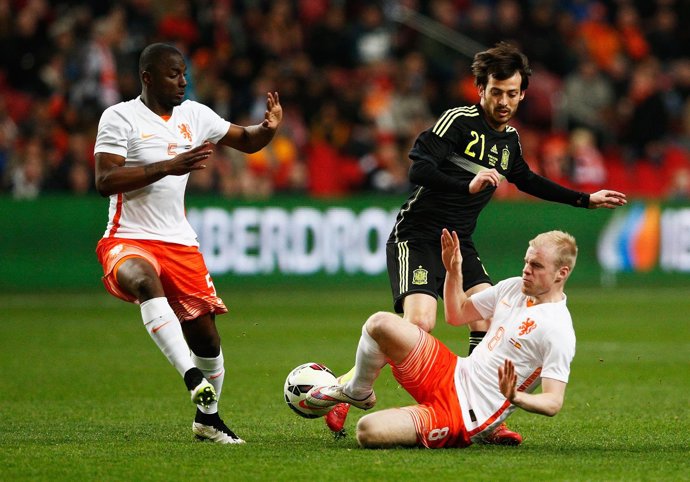 Silva en el amistoso entre España y Holanda 