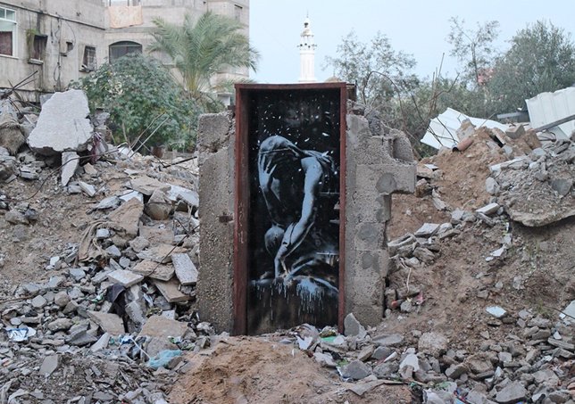 Dibujo de Bansky en la Franja de Gaza