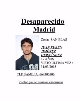 Cartel de búsqueda del desaparecido Juan Rubén Jiménez