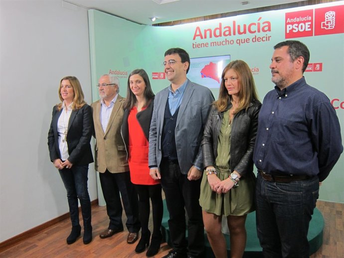 Los seis parlamentarios del PSOE de Huelva. 