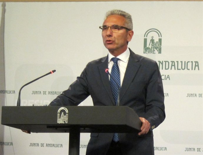 El portavoz de la Junta en funciones, Miguel Ánguel Vázquez, hoy en San Telmo.