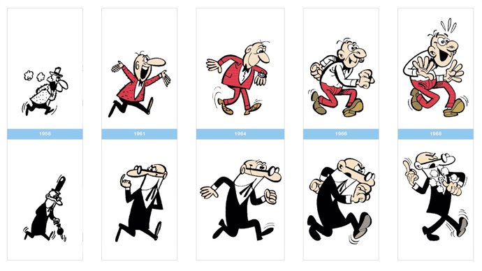 Imágenes de la evolución de Mortadelo y Filemón