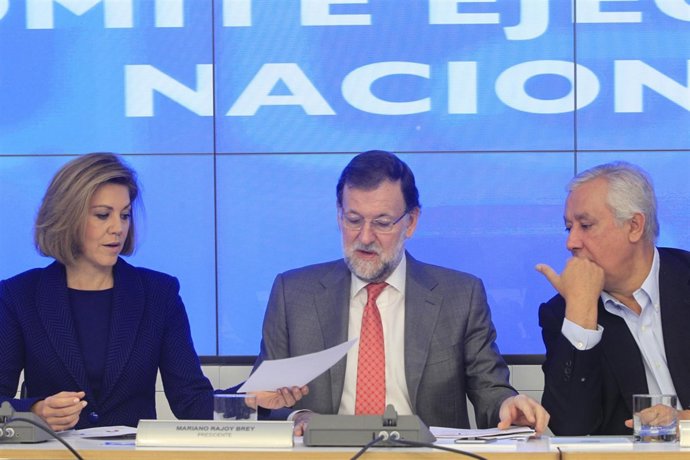 Cospedal, Rajoy y Arenas tras el Comité Ejecutivo del PP