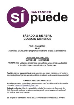 Cartel Asamblea Santander Sí Puede