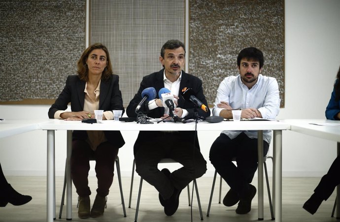 Lorena Ruiz Huerta, José Manuel López y Ramón Espinar, de Podemos