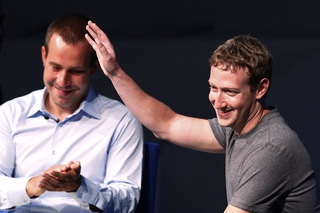 Zuckerberg, founder and CEO of Facebook, gestures during his conference at Semin