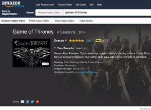 se puede ver juego de tronos en amazon prime