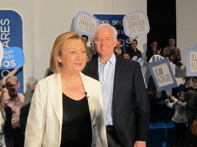 Presidenta PP-Aragón, Luisa Fernanda Rudi, y candidato PP Alcaldía, Eloy Suárez