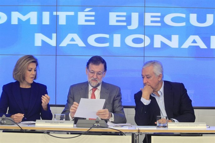 Cospedal, Rajoy y Arenas tras el Comité Ejecutivo del PP