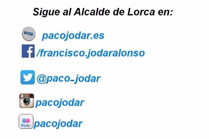 Redes sociales del candidato a la Alcaldía de Lorca, Francisco Jódar