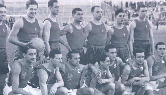 Primer partido de la selección española de baloncesto en 1935