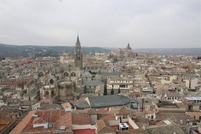 Toledo, Vista Aérea, Panorámica, Edificios, Catedral, Ciudad