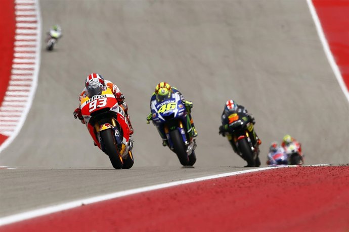 GP Austin MotoGP 12-04- 2015,Marc Marquez perseguido por Valentino Rossi