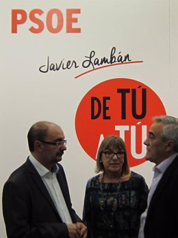 Javier Lambán, Altamira Gonzalo y Javier Sada (PSOE)