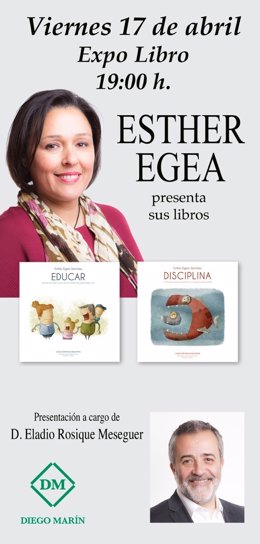Cartel presentación libros 'Educar' y 'Disciplina' de la psicóloga Esther Egea