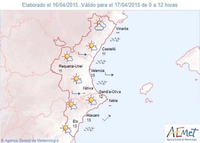 Predicción de este jueves