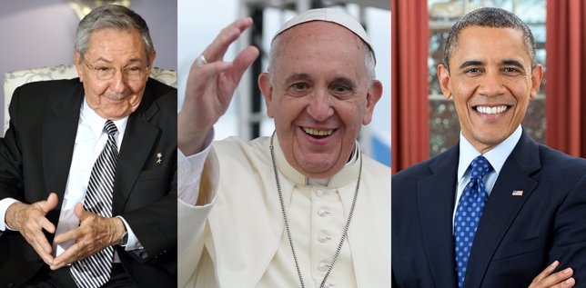 Raúl Castro, el Papa Francisco y Obama
