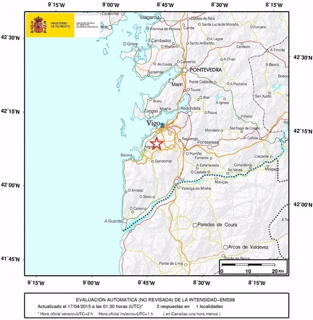 Terremoto de 2,7 grados en la escala de Richter en Nigrán