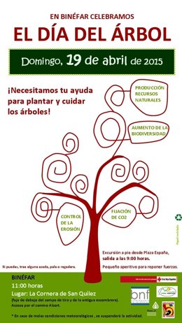 Cartel de la plantación convocada por el Ayuntamiento de Binéfar en San Quílez
