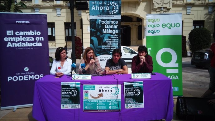 Presentación Málaga Ahora Ysabel Torralbo, Vargas Podemos y Equo