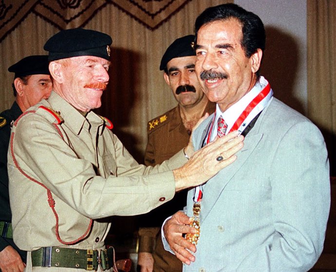 Sadam Husein y su vicepresidente Izzat al Duri